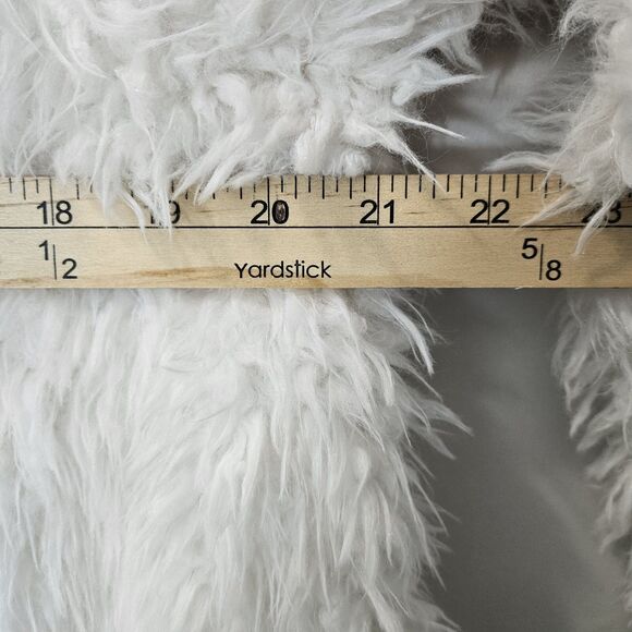 Hooded Fluffy White Faux Fur Soft Coat Sz L Boho Coquette Whimsy Fairy Festival - Picture 9 of 15